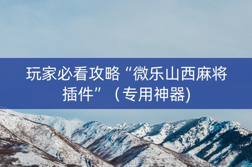 玩家必看攻略“微乐山西麻将插件”（专用神器)