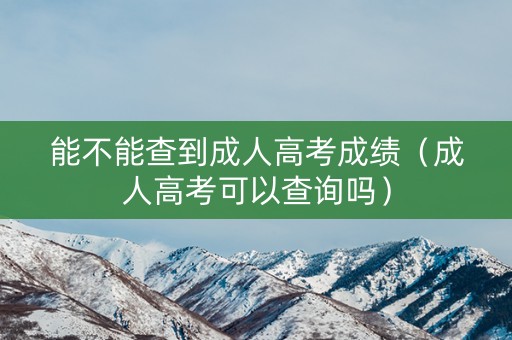 能不能查到成人高考成绩（成人高考可以查询吗）