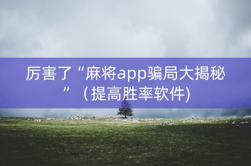 厉害了“麻将app骗局大揭秘”（提高胜率软件)