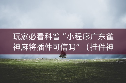 玩家必看科普“小程序广东雀神麻将插件可信吗”（挂件神器)