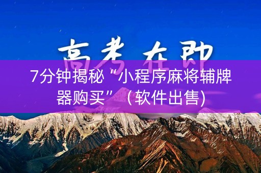 7分钟揭秘“小程序麻将辅牌器购买”（软件出售)