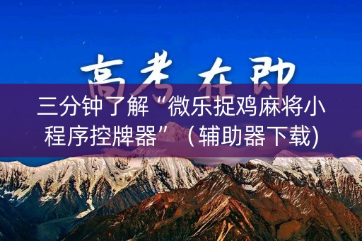三分钟了解“微乐捉鸡麻将小程序控牌器”（辅助器下载)