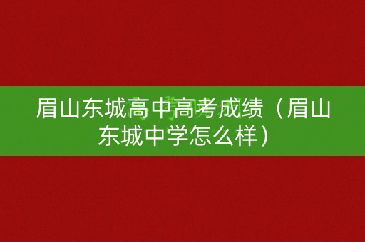 眉山东城高中高考成绩（眉山东城中学怎么样）