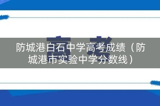 防城港白石中学高考成绩（防城港市实验中学分数线）