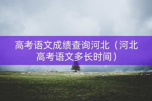 高考语文成绩查询河北（河北高考语文多长时间）