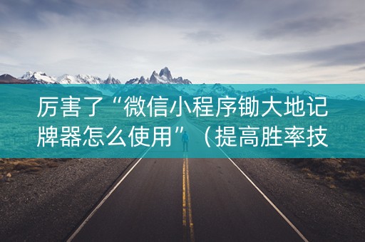 厉害了“微信小程序锄大地记牌器怎么使用”（提高胜率技巧)