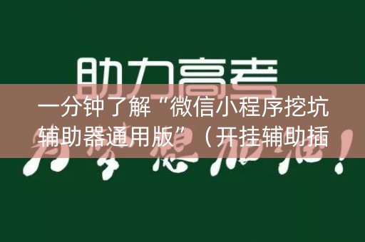 一分钟了解“微信小程序挖坑辅助器通用版”（开挂辅助插件)