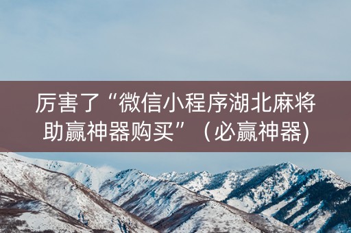 厉害了“微信小程序湖北麻将助赢神器购买”（必赢神器)