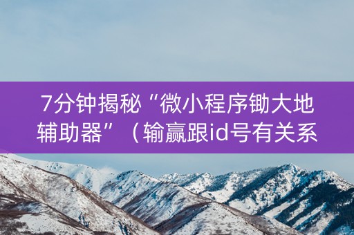 7分钟揭秘“微小程序锄大地辅助器”（输赢跟id号有关系吗)