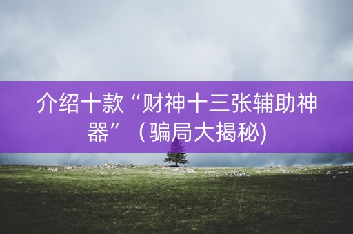 介绍十款“财神十三张辅助神器”（骗局大揭秘)