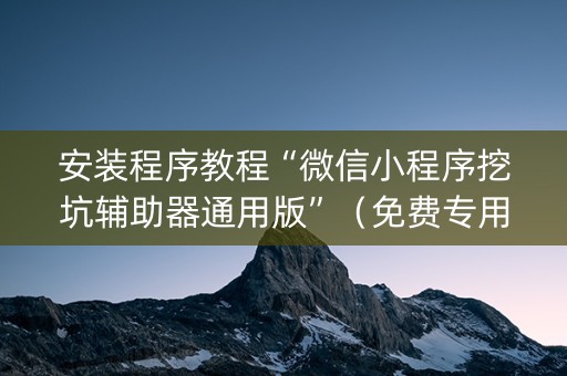 安装程序教程“微信小程序挖坑辅助器通用版”（免费专用神器)