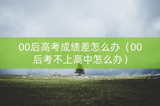 00后高考成绩差怎么办（00后考不上高中怎么办）