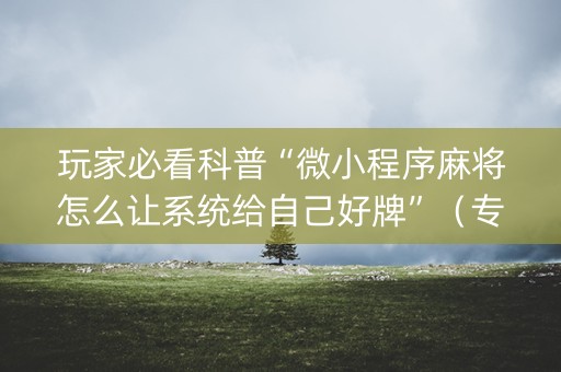 玩家必看科普“微小程序麻将怎么让系统给自己好牌”（专用神器下载)