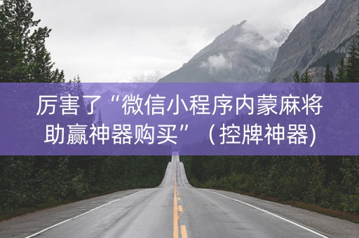 厉害了“微信小程序内蒙麻将助赢神器购买”（控牌神器)