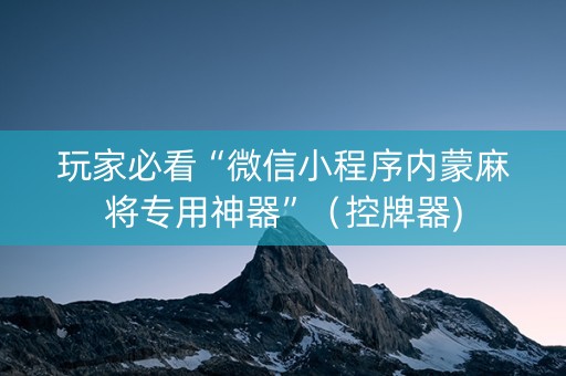 玩家必看“微信小程序内蒙麻将专用神器”（控牌器)
