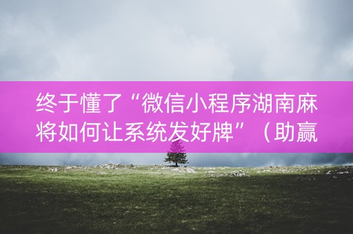 终于懂了“微信小程序湖南麻将如何让系统发好牌”（助赢神器购买)