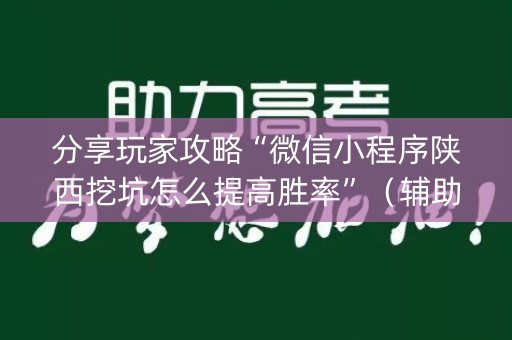 分享玩家攻略“微信小程序陕西挖坑怎么提高胜率”（辅助器通用版)
