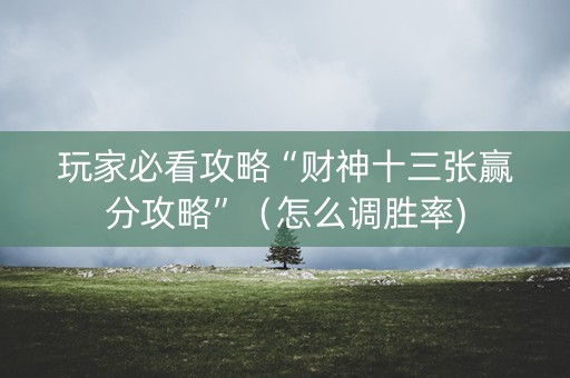 玩家必看攻略“财神十三张赢分攻略”（怎么调胜率)