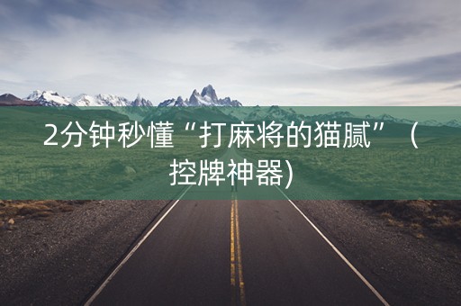 2分钟秒懂“打麻将的猫腻”（控牌神器)