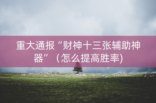 重大通报“财神十三张辅助神器”（怎么提高胜率)