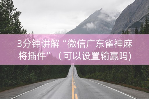 3分钟讲解“微信广东雀神麻将插件”（可以设置输赢吗)
