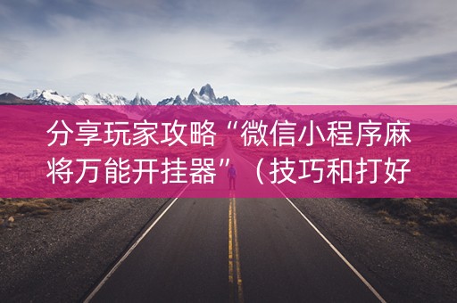 分享玩家攻略“微信小程序麻将万能开挂器”（技巧和打好牌方法)