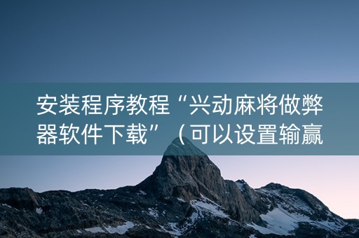 安装程序教程“兴动麻将做弊器软件下载”（可以设置输赢吗)