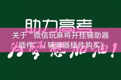 关于“微信玩麻将开挂辅助器插件”（辅牌器插件购买)