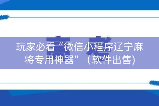 玩家必看“微信小程序辽宁麻将专用神器”（软件出售)