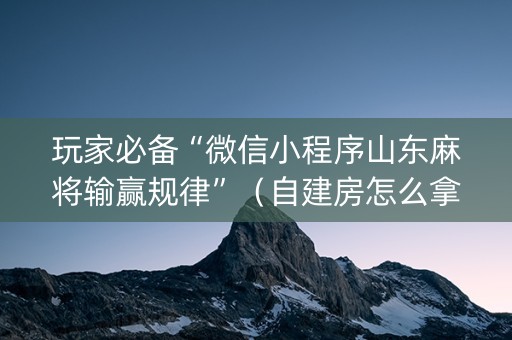 玩家必备“微信小程序山东麻将输赢规律”（自建房怎么拿好牌)