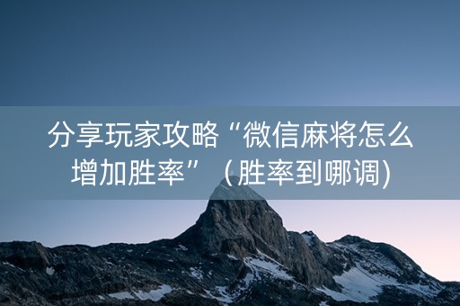 分享玩家攻略“微信麻将怎么增加胜率”（胜率到哪调)
