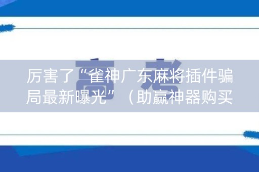 厉害了“雀神广东麻将插件骗局最新曝光”（助赢神器购买)