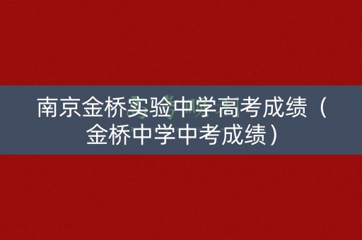 南京金桥实验中学高考成绩（金桥中学中考成绩）