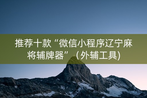 推荐十款“微信小程序辽宁麻将辅牌器”（外辅工具)