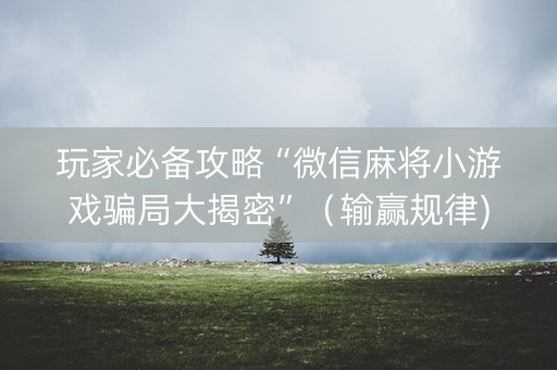 玩家必备攻略“微信麻将小游戏骗局大揭密”（输赢规律)