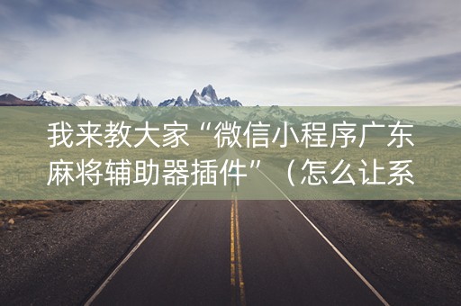我来教大家“微信小程序广东麻将辅助器插件”（怎么让系统给自己好牌)