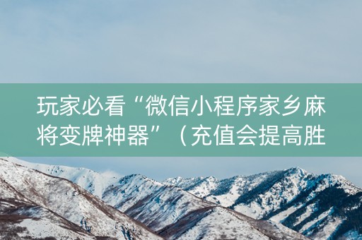 玩家必看“微信小程序家乡麻将变牌神器”（充值会提高胜率么)