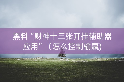 黑料“财神十三张开挂辅助器应用”（怎么控制输赢)