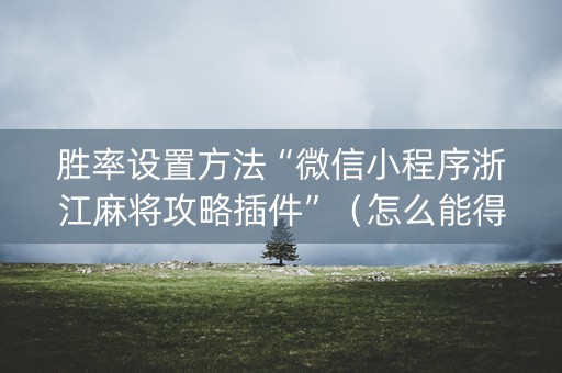胜率设置方法“微信小程序浙江麻将攻略插件”（怎么能得到好牌)