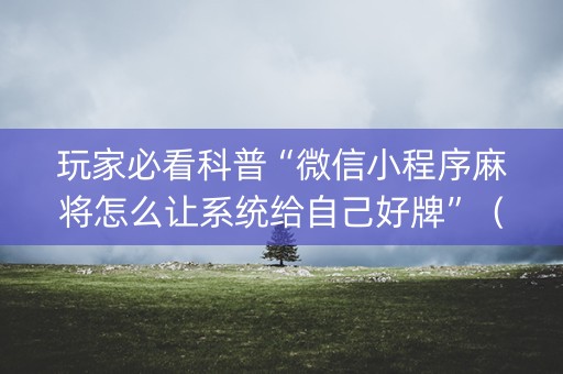 玩家必看科普“微信小程序麻将怎么让系统给自己好牌”（充值会提高胜率么)