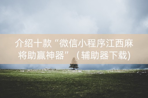 介绍十款“微信小程序江西麻将助赢神器”（辅助器下载)