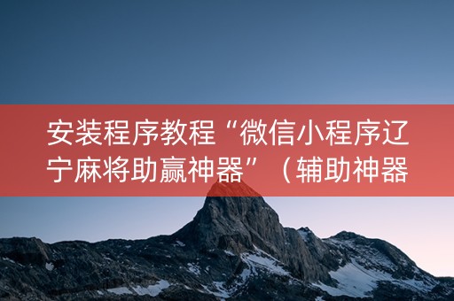 安装程序教程“微信小程序辽宁麻将助赢神器”（辅助神器免费)