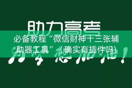 必备教程“微信财神十三张辅助器工具”（确实有插件吗)