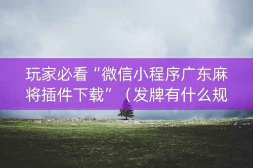 玩家必看“微信小程序广东麻将插件下载”（发牌有什么规律吗)