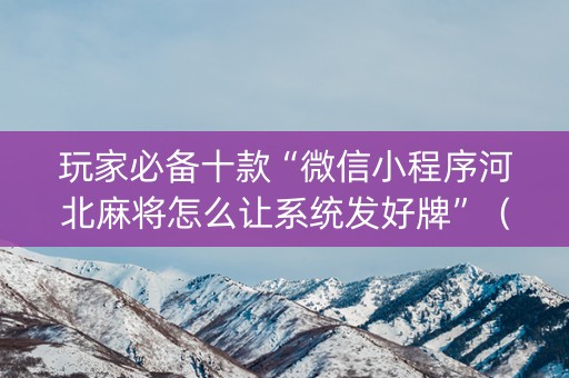 玩家必备十款“微信小程序河北麻将怎么让系统发好牌”（提高胜率软件)