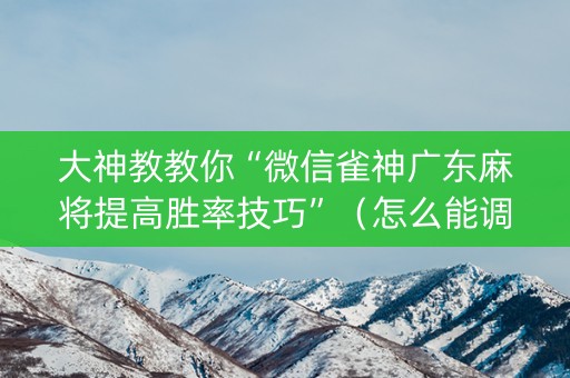 大神教教你“微信雀神广东麻将提高胜率技巧”（怎么能调好牌)