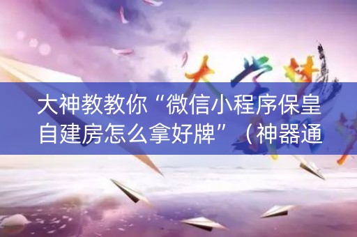 大神教教你“微信小程序保皇自建房怎么拿好牌”（神器通用版)