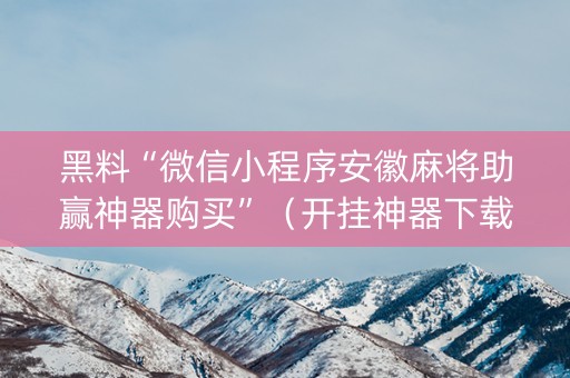 黑料“微信小程序安徽麻将助赢神器购买”（开挂神器下载)