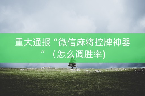 重大通报“微信麻将控牌神器”（怎么调胜率)