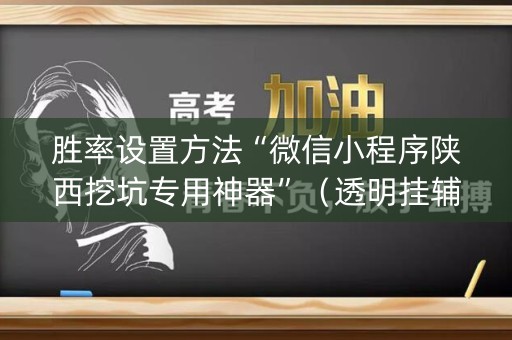 胜率设置方法“微信小程序陕西挖坑专用神器”（透明挂辅助器)